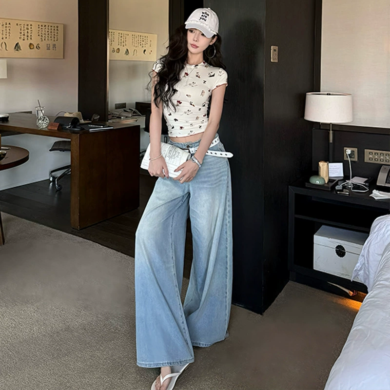 Американская футболка с короткими рукавами и круглым вырезом на правое плечо с принтом кошки и собаки для женщин, летняя эластичная шикарная милая сексуальная тонкая короткая футболка