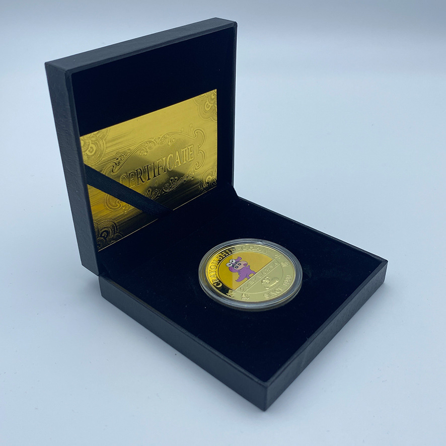 Lápiz de animación pequeño nuevo alrededor de doce monedas conmemorativas de pintura metálica coleccionable insignia puede ser aprobado