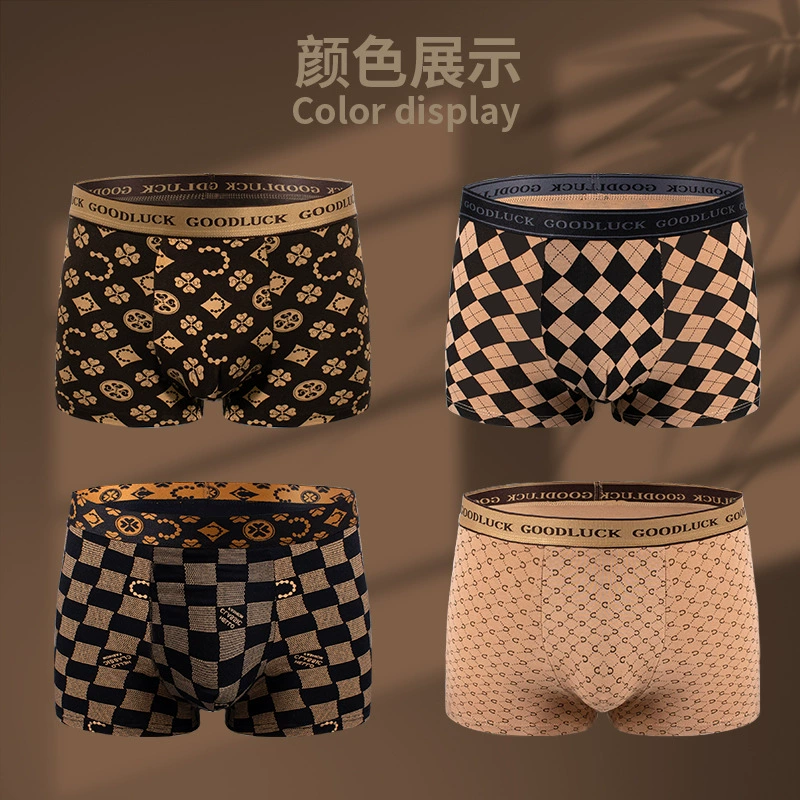 Винтажный принт мужские хлопчатобумажные трусики типа A абсорбирует и удобна графеновое дно