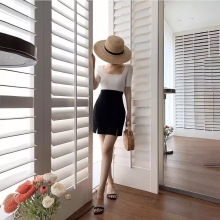 夏季学生简约通勤高腰西装裙女包臀开叉短裙显瘦显高a字半身裙夏