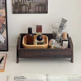 跨境木质化妆品收纳架客厅水杯水壶置物架水果干果托盘香薰蜡烛架