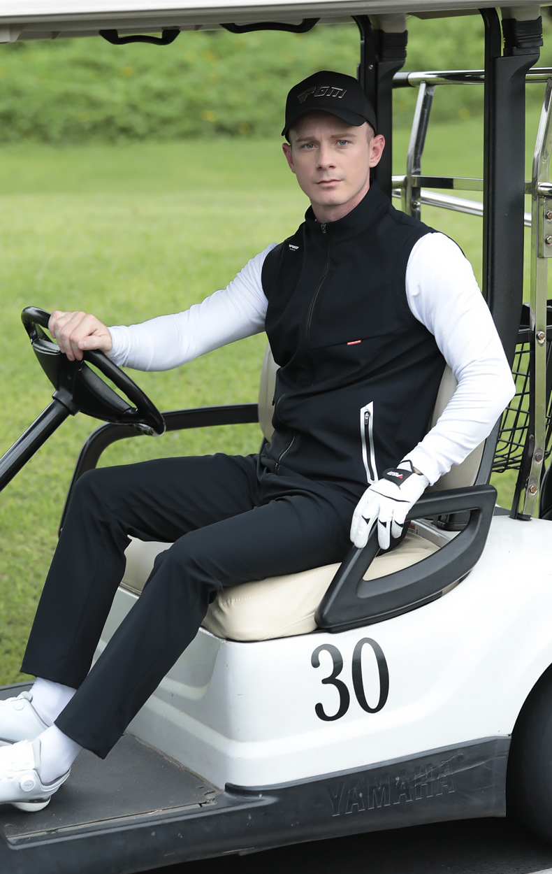 Áo ghi lê golf PGM nam chống gió nhẹ, cổ đứng, form vừa — YF655-Gi lê trắng, YF655-Áo gi lê màu đen, YF655-Gi lê kaki chi tiết 15