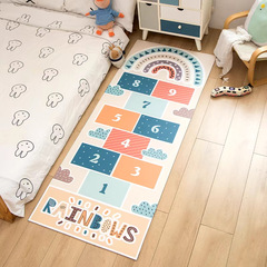 卡通跳房子兒童房 皮革地墊可擦免洗防滑遊戲墊子家用臥室床邊墊