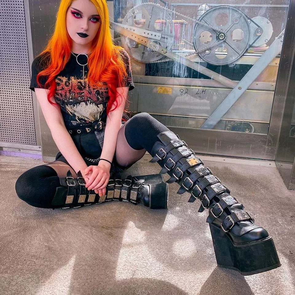 Metal high boots platform, European style, Amazon, plus size