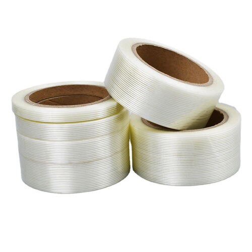 Transparent fiber adhesive tape, residue-free, single strip, textured fiberglass tape, fixed binding, bundled packing fiber