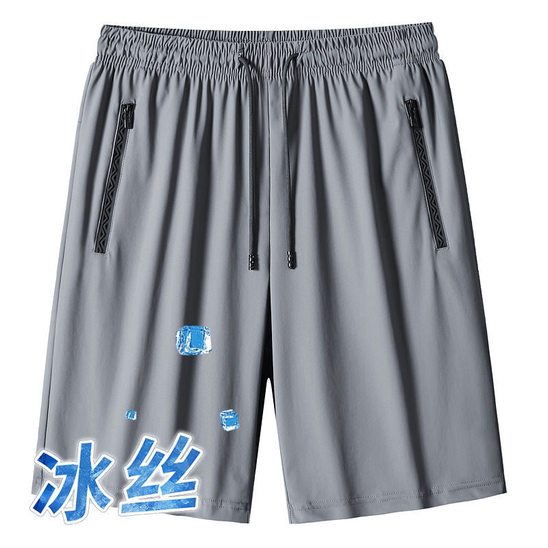 Silk sports shorts, beach quick dry breathable trousers for leisure, plus size, for running