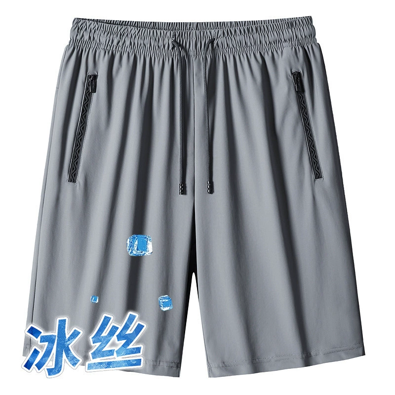 Silk sports shorts, beach quick dry breathable trousers for leisure, plus size, for running