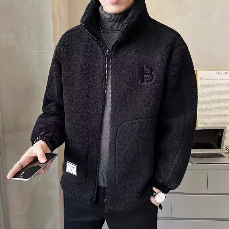 Fleece Coat Men's Autumn and Winter 2024 New Thickened Particles Fleece One-piece Jacket Lambswool Top