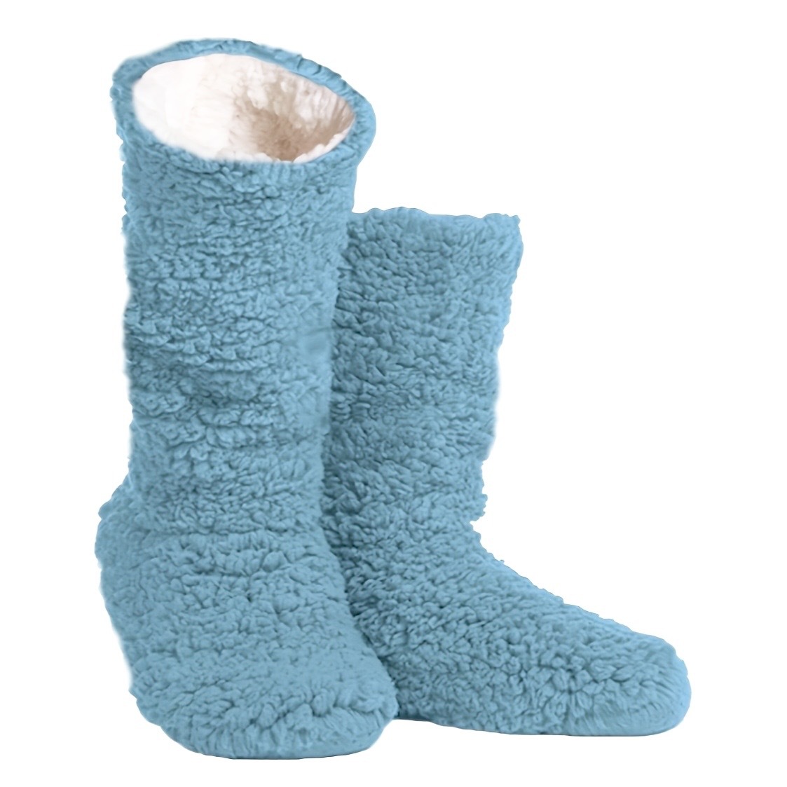 화이트와 라이트 블루 컬러의 미드 종아리 양말