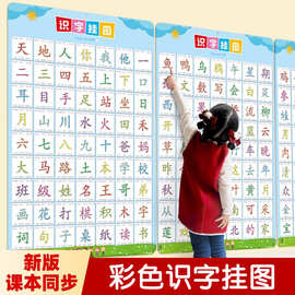 识字挂图汉字生字认字一年级上下册拼音表儿童幼儿园墙贴早教卡画