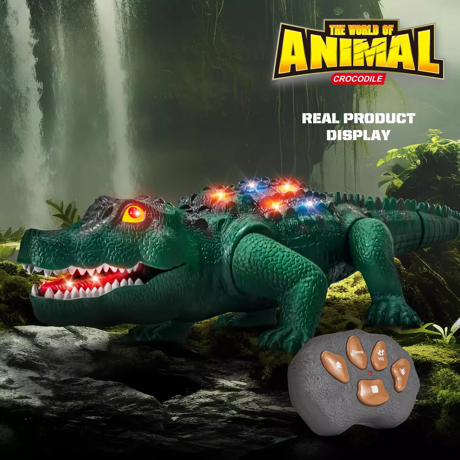 Juguetes de cocodrilo de control remoto transfronterizo Amazon simulación de sonido de sonido de rastreo eléctrico de niños manipulación de juguetes de control remoto parodia