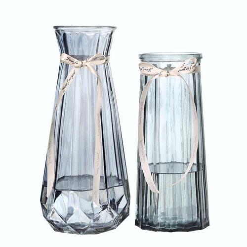 Creative simple glass vase colorful transparent water-raised rich bamboo lily flower vase living room decoration ornaments