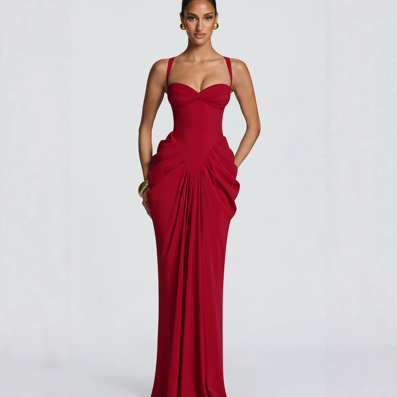 Amazon 2026 New Cross-Border European and American Style Evening Dress Fashionable Sexy Double-Shoulder Strap Mermaid Bodycon Dress Amazon 2026 New Cross-Border European and American Style Evening Dress Fashionable Sexy Double-Shoulder Strap Mermaid Bodycon Dress