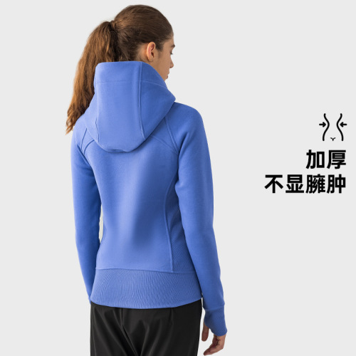 SCA's new thickened warm hooded sports jacket for women, outdoor leisure outer wear yoga training fitness jacket
