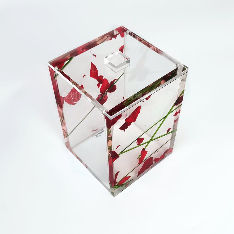 玫瑰鲜花亚克力收纳盒 永生花礼品盒 亚克力伴手礼盒花盒大款