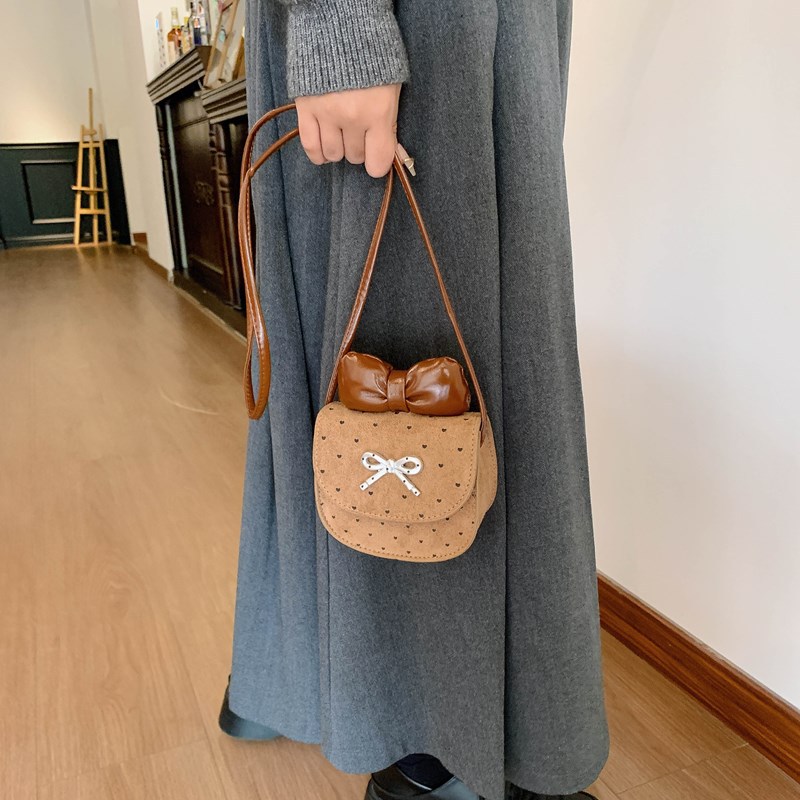 Exquisita mini niñas bolsos de hombro lindos arcos bebés padres e hijos mochilas onduladas de moda bolsos para niños