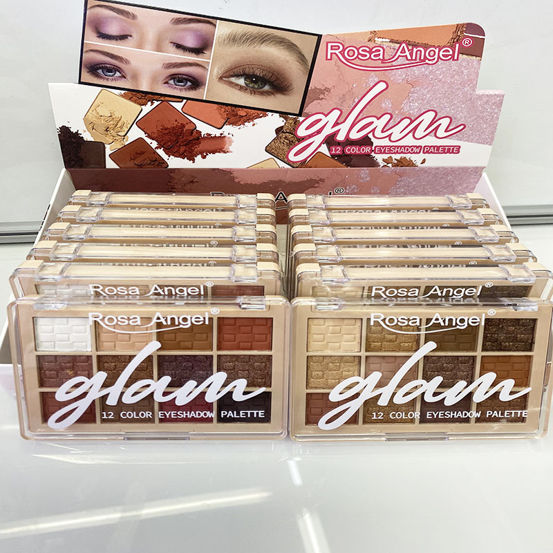 RosaAngel nuevos productos de comercio exterior transfronterizo 12 colores perlas matte bandeja de sombra de ojos Yiwu color maquillaje sombra de ojos al por mayor