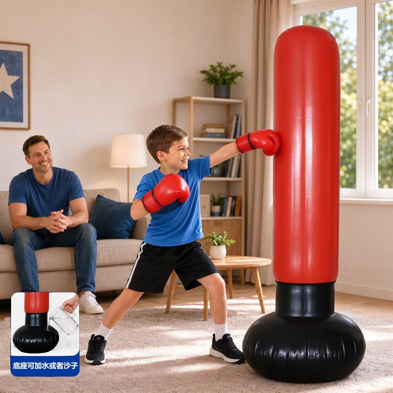Inflatable Boxing Punching Bag, Household Family Outdoor Sports Fitness Equipment, Halloween and Christmas Props, Inflatable Punching Bag