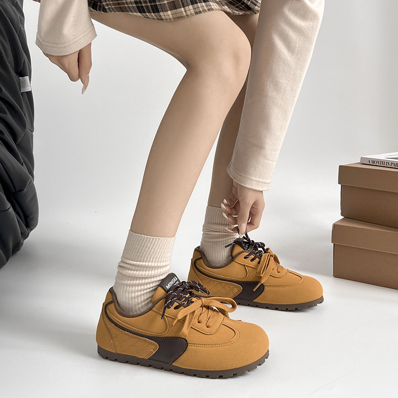 Casual todo-fósforo retro nicho amarillo alemán zapatos de entrenamiento mujer 2025 nueva primavera y otoño zapatos deportivos planos de carreras de suela fina image 5