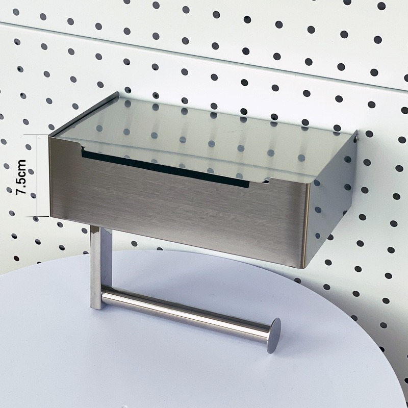 Caja de toallas de acero inoxidable sin perforación Baño inodoro toallas de inodoro estante de pared estante de teléfono móvil toallas de papel