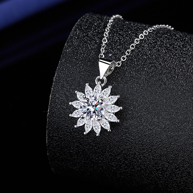 Cross-Border New Zircon Pendant Brilliant Necklace 1 Carat Necklace Imitation Moissanite Diamond Women's Necklace Wholesale