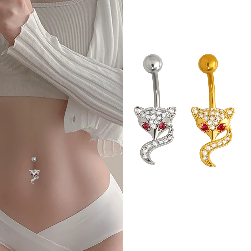 Piercing ombelico volpe con zirconi gioiello per corpo_voghion.com