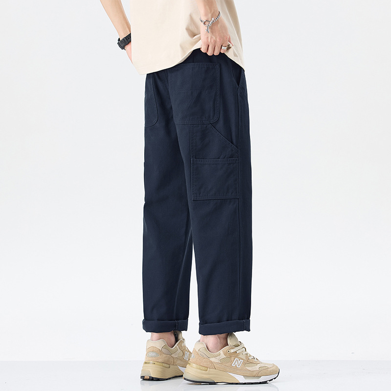 Trendy Brand Pure Cotton Casual Pants for Men, New Spring and Autumn Style, Loose Straight Wide-Leg Pants, Versatile Soft Workwear Pants for Men Trendy Brand Pure Cotton Casual Pants for Men, New Spring and Autumn Style, Loose Straight Wide-Leg Pants, Versatile Soft Workwear Pants for Men