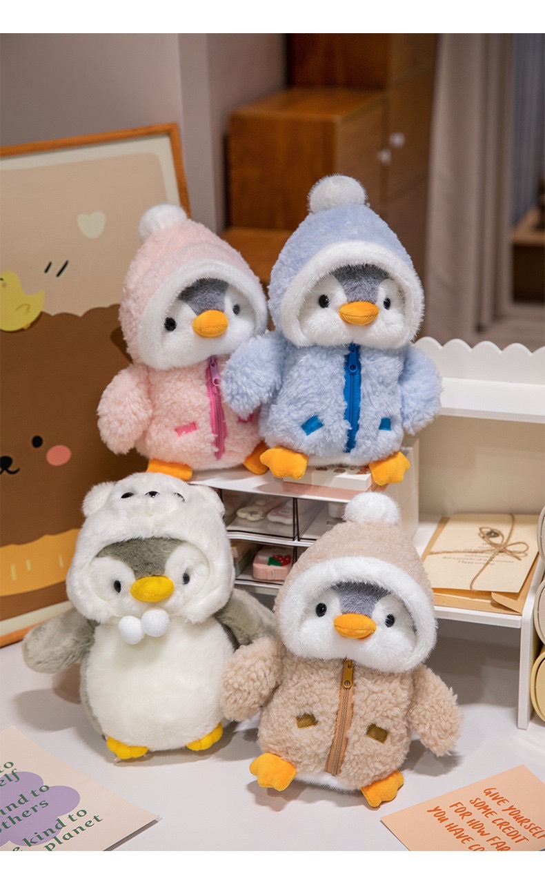 Cross-border costume-changing penguin plush toy, popular oceanarium souvenir gift, doll, stuffed animal, pillow