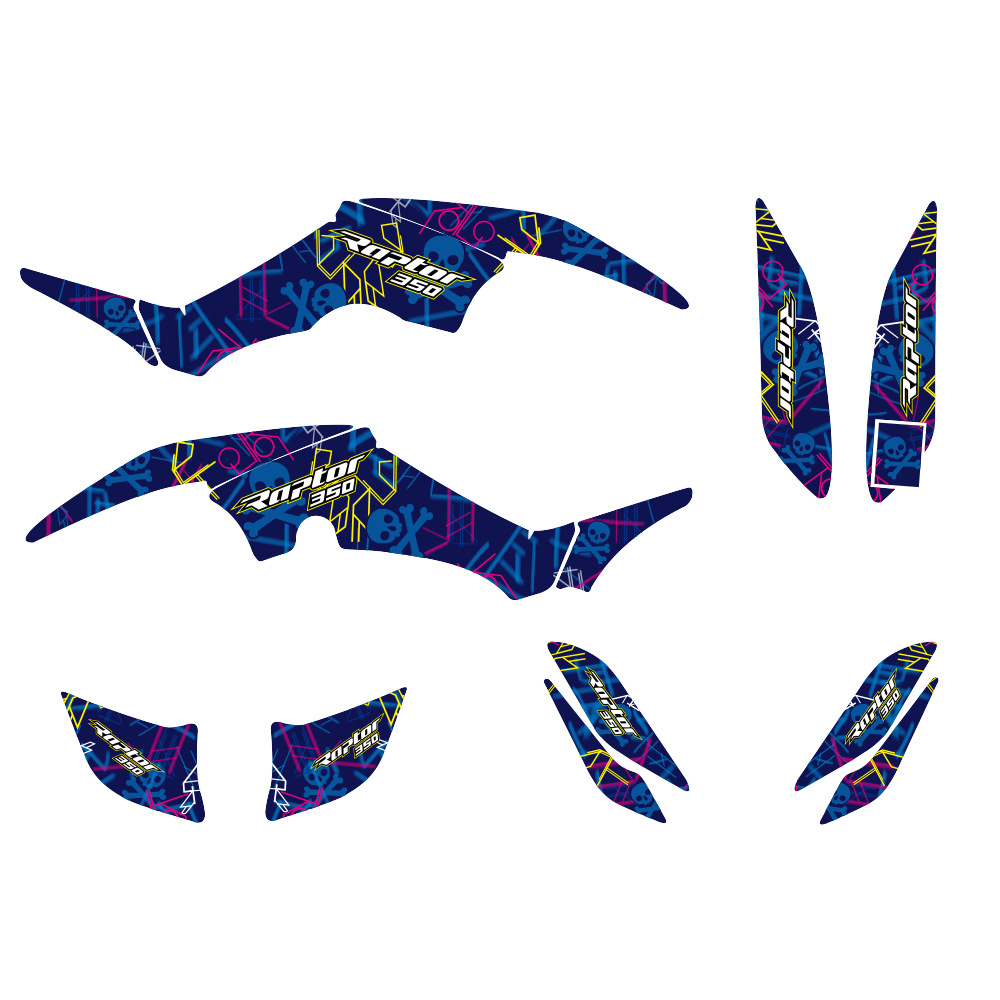 Pegatinas para motocicletas para Yamaha Raptor 350 ATV YFM350 fondo gráfico conjunto completo de pegatinas image 4