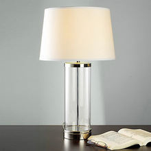 现代简约新中式古典直筒玻璃台灯样板房温馨卧室书房装饰床头灯具