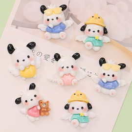 亮面可爱天使小狗 diy奶油胶手机壳发夹水杯贴 树脂饰品配件批发