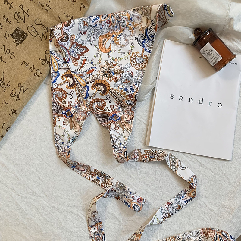 Toalla triangular, sello de cintura de verano, cintura, cortina de pedos, flor de anacardo, bufanda de seda de alta calidad, pañuelo en la cabeza, cinta para el cabello, fábrica de procesamiento personalizada