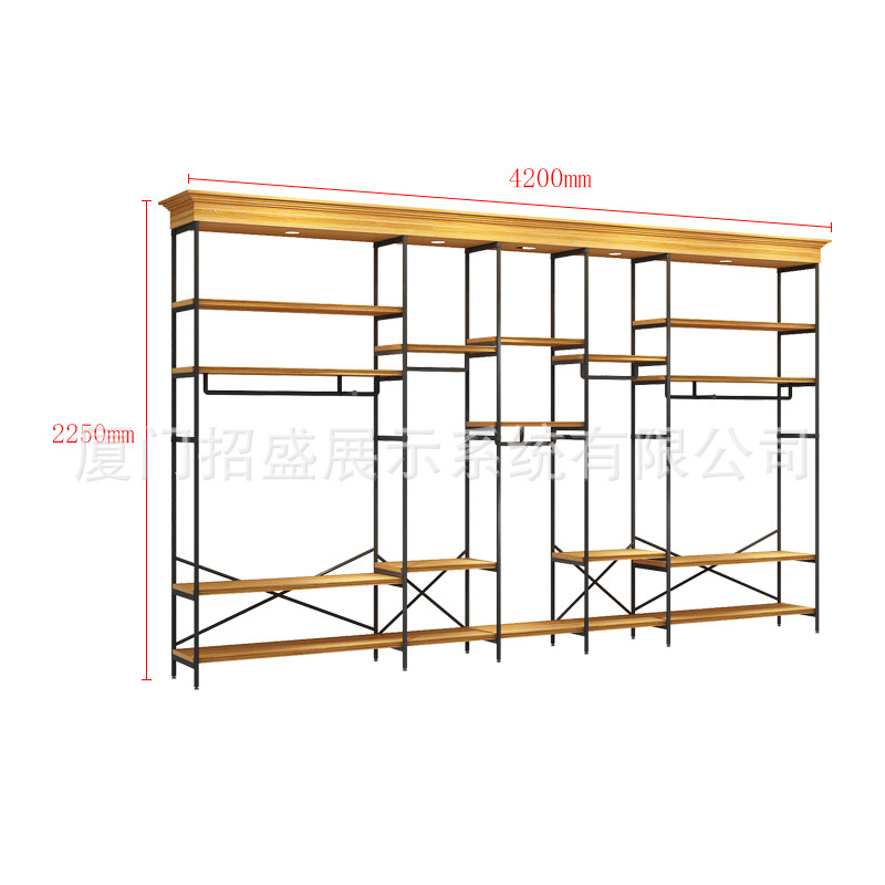 Tienda de ropa para hombres estante de exhibición percha pared montada en el piso Net tienda roja decoración colgante de pared estante para hombres