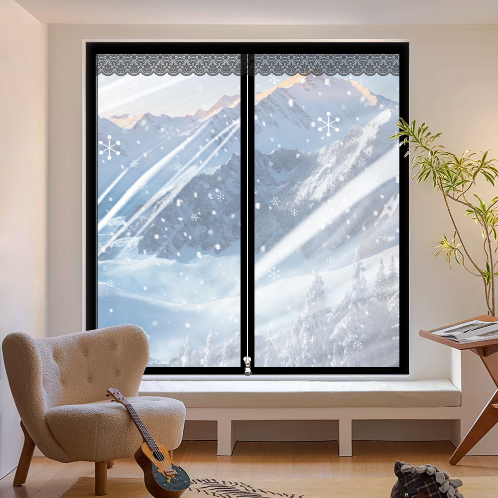 invierno cortina de aislamiento térmico a prueba de viento ventana de sellado de fugas de viento artefacto de viento tela de plástico gruesa anticongelante aislamiento frío