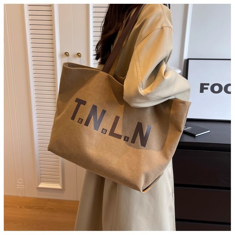 Large Capacity Canvas Bag Women's 2024 New Shoulder Bag Casual All-match Tote Bag College Student Class Bag Large Capacity Canvas Bag Women's 2024 New Shoulder Bag Casual All-match Tote Bag College Student Class Bag