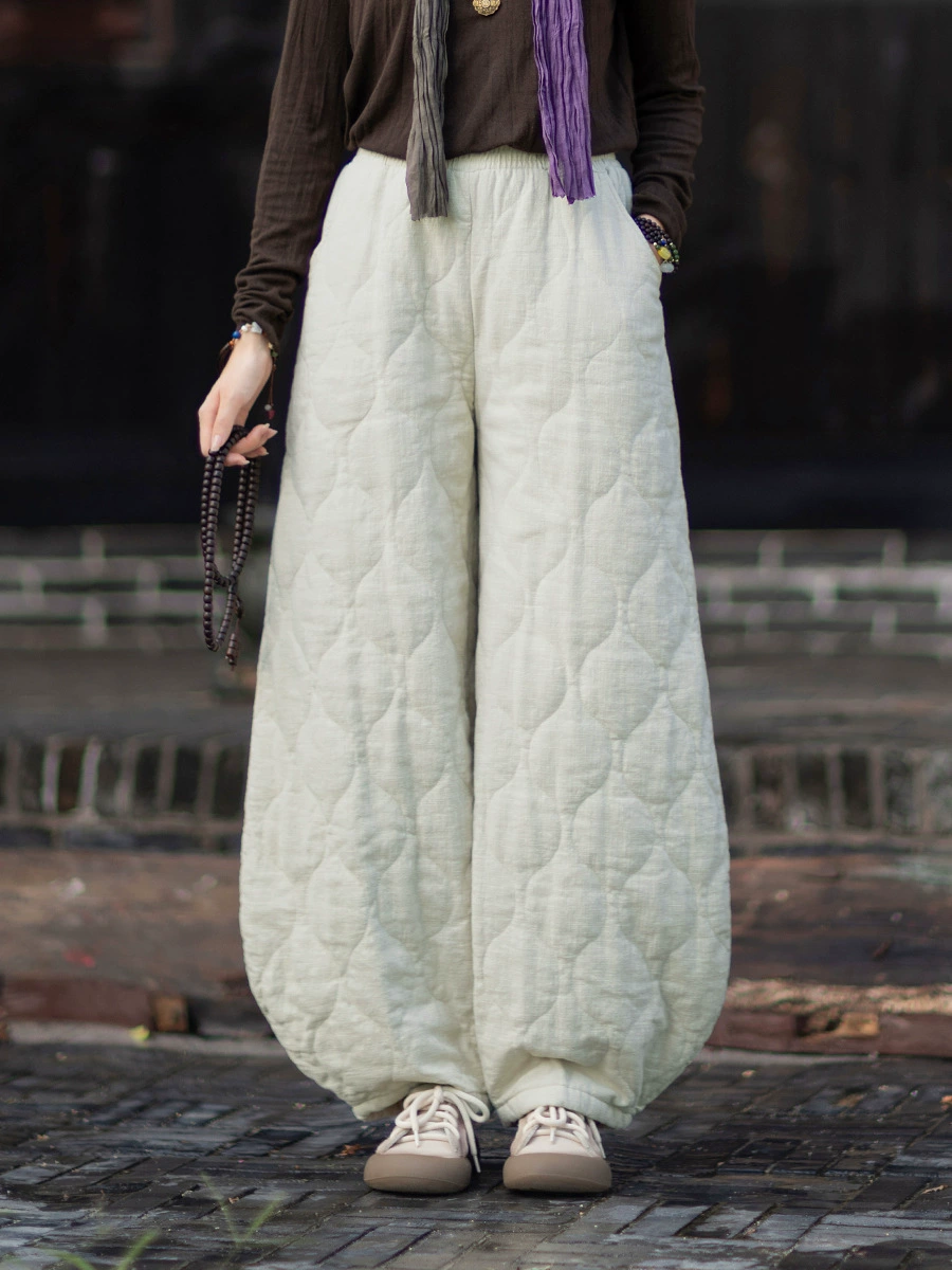 Winter genuine retro keep warm trousers, quilted flashlight, increased thickness
