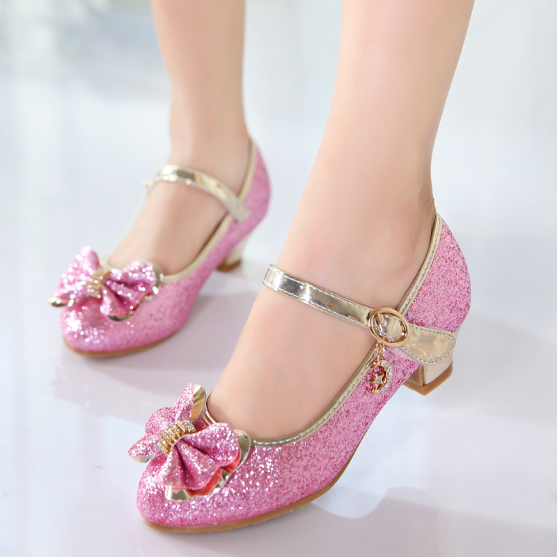 Princess shoes small leather shoes bow p...