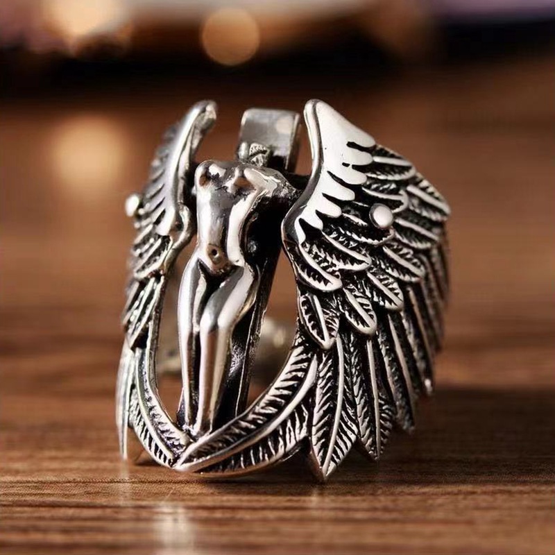 Retro Punk Cross Eagle Dragon Alloy Plating Men's Open Ring display picture 2