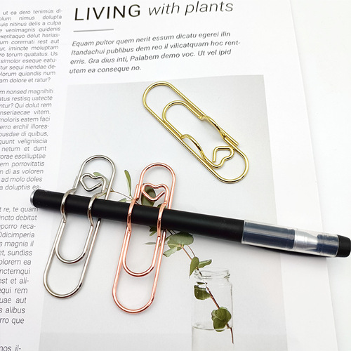 Love heart metal pen holder creative pen clip cute pen clip office meeting pen accessories creative cute pin