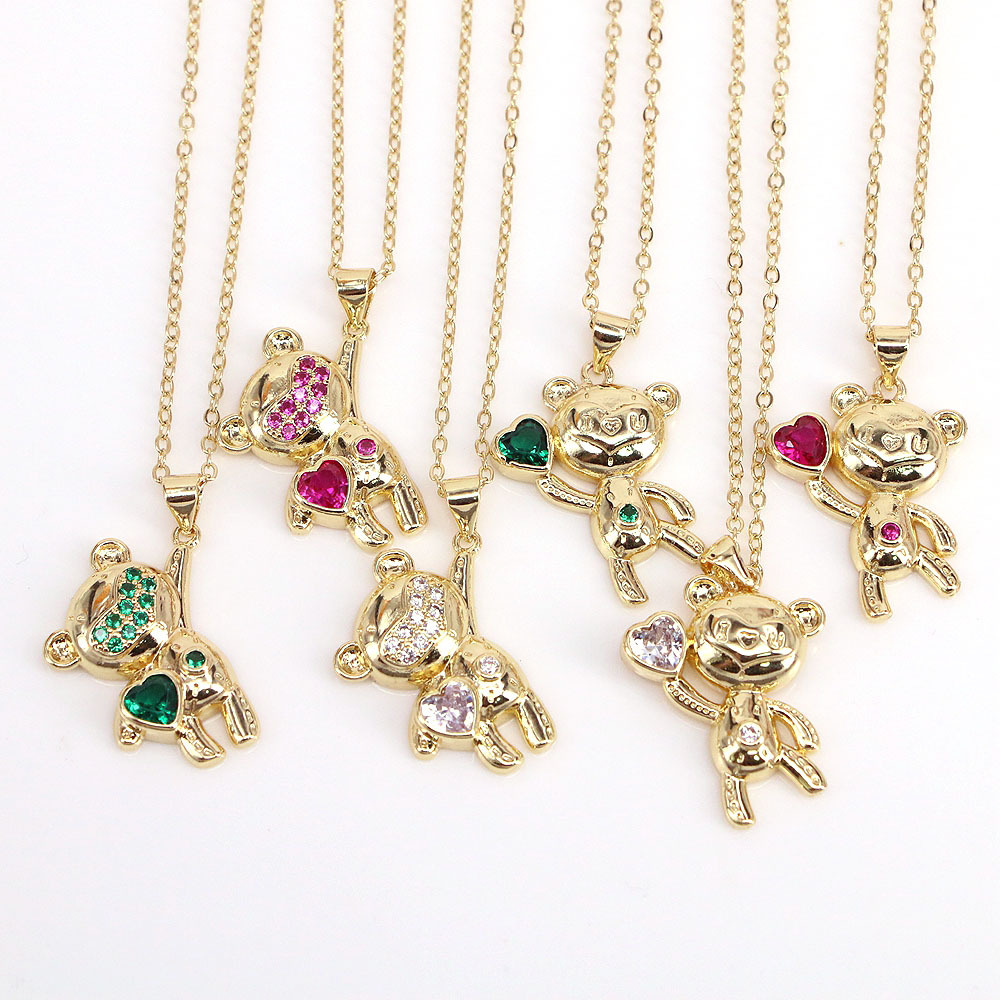 Fashion Bear Copper Necklace Zircon Copper Necklaces