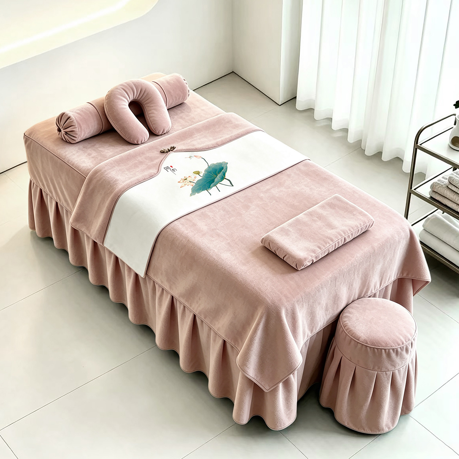 Light Luxury Beauty Bed Cover Four-Piece Set, New Model for Beauty Salons, Simple Style for All Seasons, Chinese Massage, Thai Massage, Factory Wholesale
