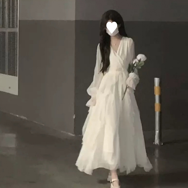 Platycodon French-Style First Love Long Dress, Sweet and Gentle Style, Ruffled Dress for Women, Autumn and Winter Wear