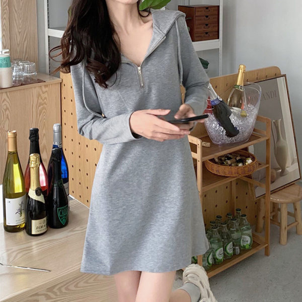胖mm连帽卫衣裙女秋冬新款大码女装中长款宽松显瘦打底连衣裙|undefined