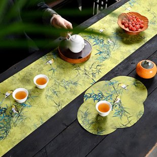 Ribbed woven tea mat waterproof non-slip National style table runner Zen long high-grade tea tablecloth fragrant cloud yarn tea flag tea set accessories