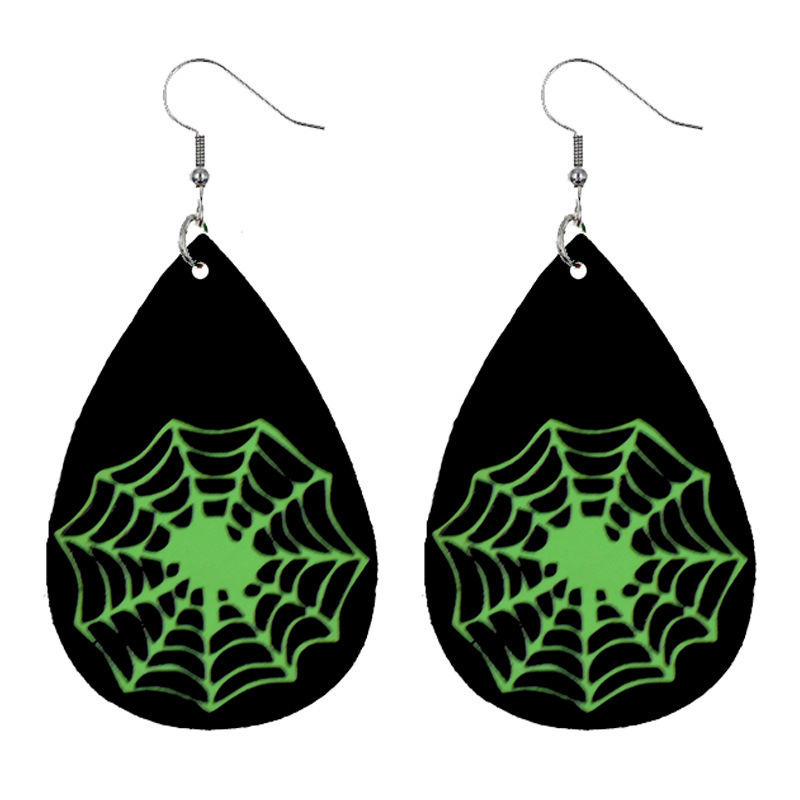 Halloween Skull Pumpkin Witch Funny Leather Luminous Earrings Wholesale Nihaojewelry display picture 8