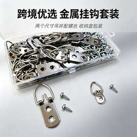 相框五金挂钩双孔吊环单孔吊环图片挂钩带螺丝盒装油画装饰暗挂