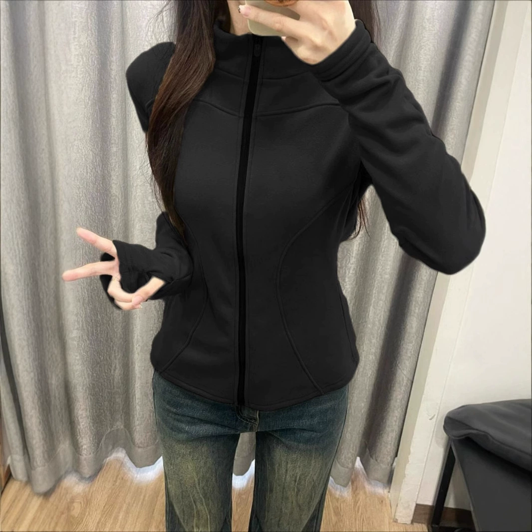 Спортивная теплая спортивная куртка для зала для йоги, slim fit, для бега
