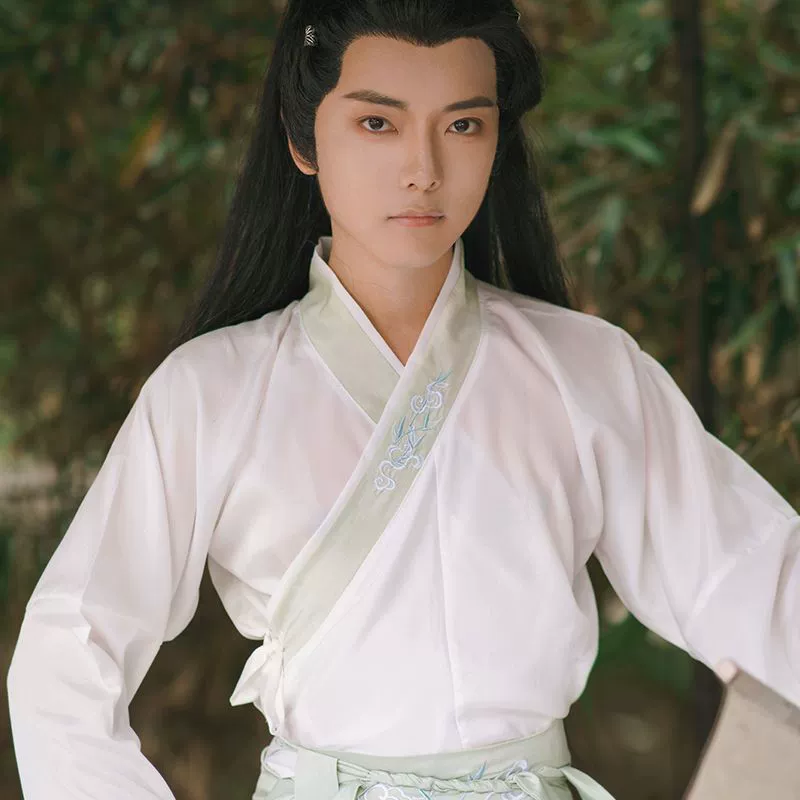 Оригинальный Hanfu мужской костюм 2025 новый стиль Wei и Jin кросс-шея талия-длиной большой рукав рубашка свежий и элегантный сказочный костюм древний мужской