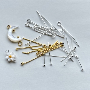 Copper iron nine-pin T-pin 20g diy earrings headdress accessories material round pin 10g ball pin
