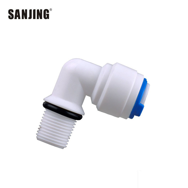 Comercio al por mayor 1/8 puntos dientes conector de enchufe rápido 2 puntos cáscara de la membrana RO codo especial 4042 con O-tipo conector de anillo de sello